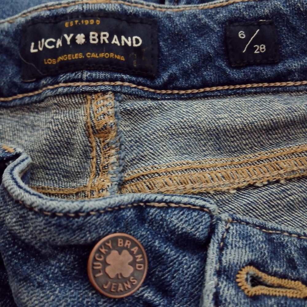 Lucky Brand Jeans Womens 6/28 Blue Lolita Crop Distressed Raw Hem Skinny Ankle - Picture 9 of 11